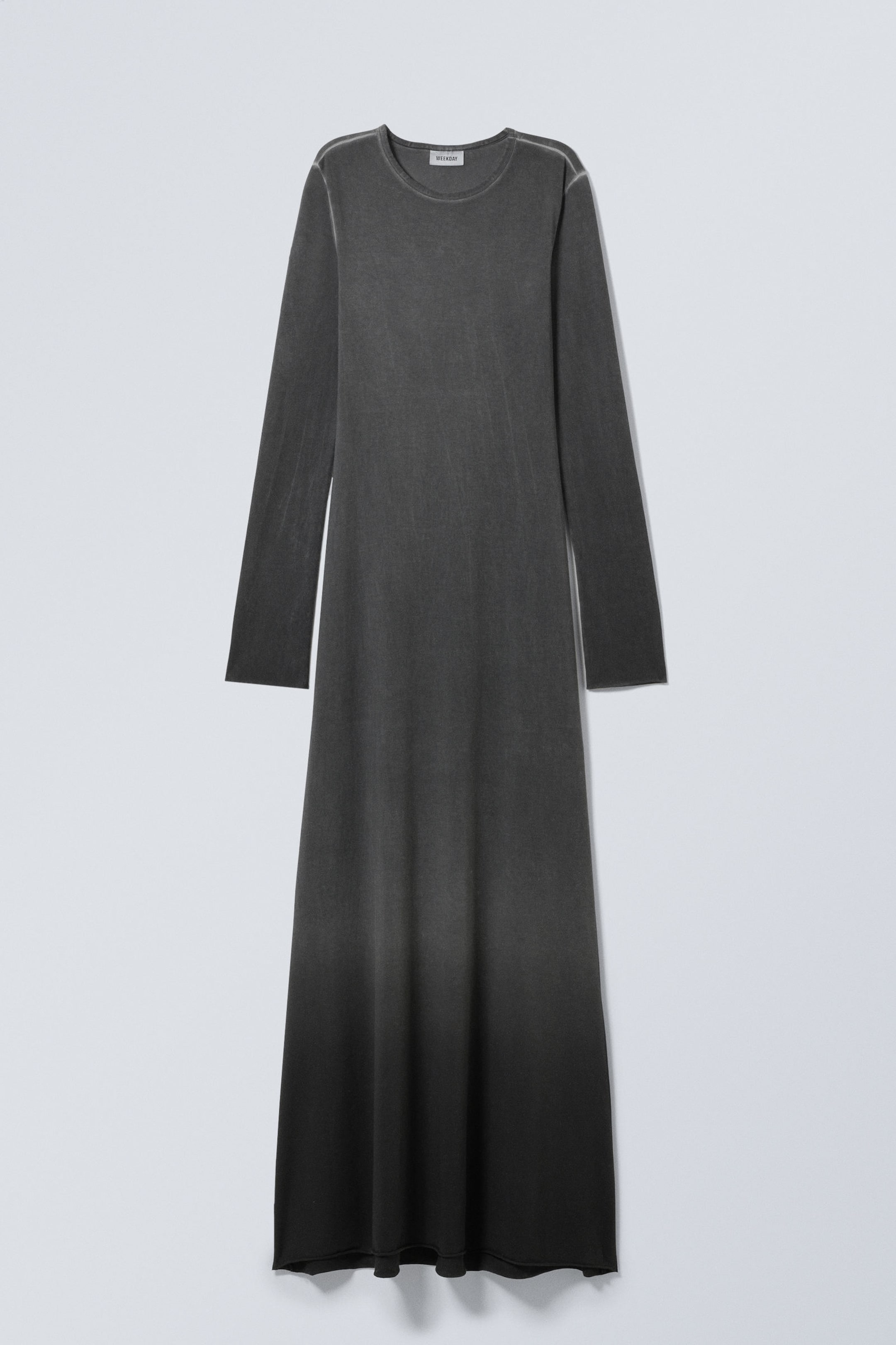 Dark Grey Ombre Wash - Washed Long Sleeve Maxi Dress - 1