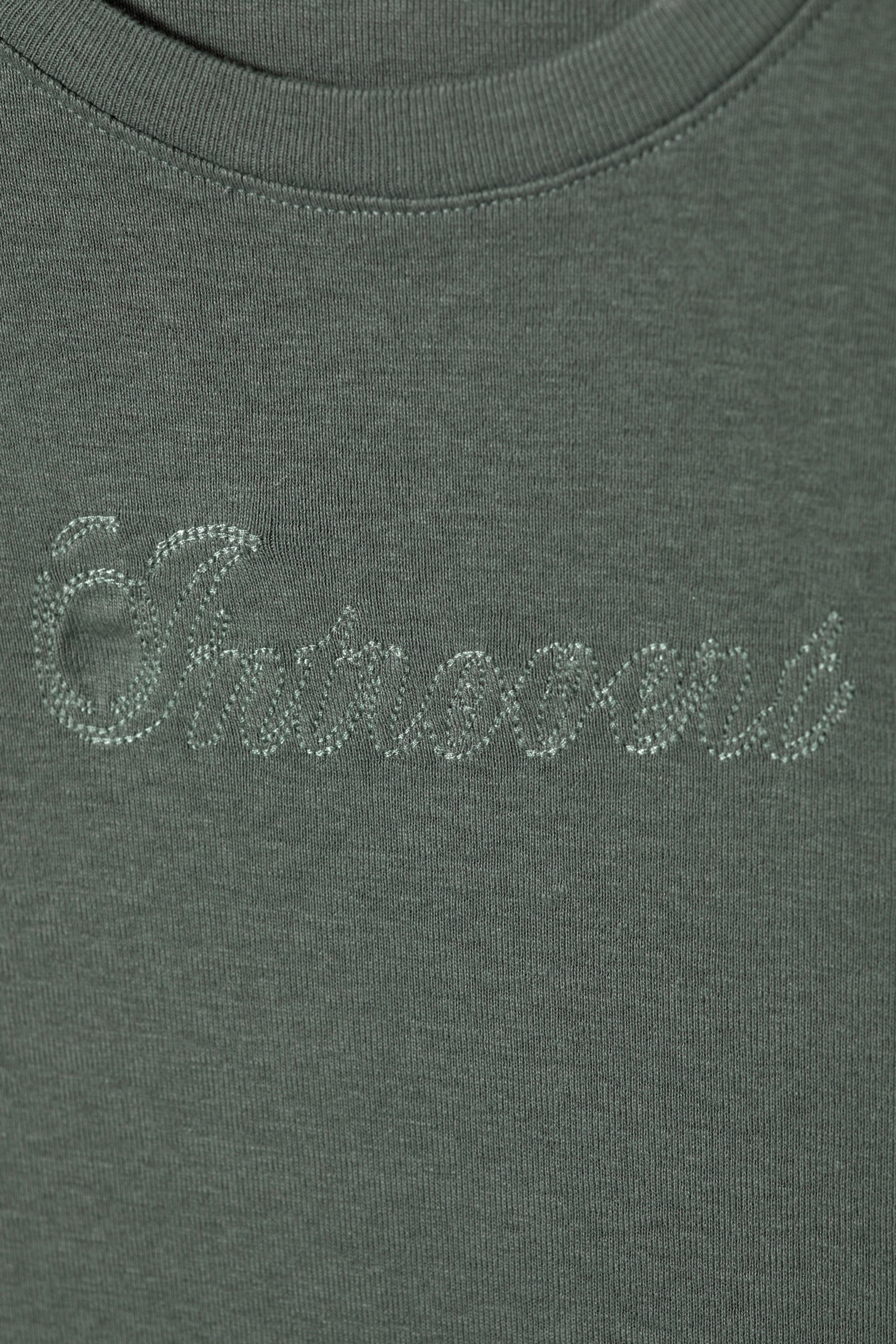 Dark Grey - Lean Fit Embroidered T-shirt - 1