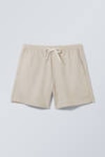 Beige Stripe - Striped Linen Blend Shorts - 0