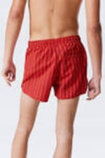 Striped Red - Striped Structured Mid-Thigh Swim Shorts - 3