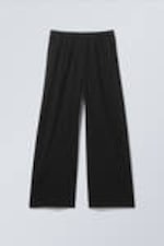 Black - Wide Pull On Suiting Trousers - 1