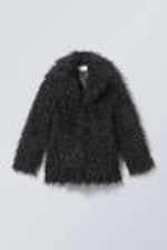 Black - Lilith Waisted Faux Fur Jacket - 0