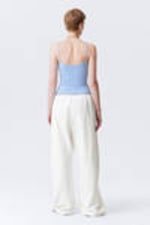 Light Blue - V-neck Cotton Singlet - 2