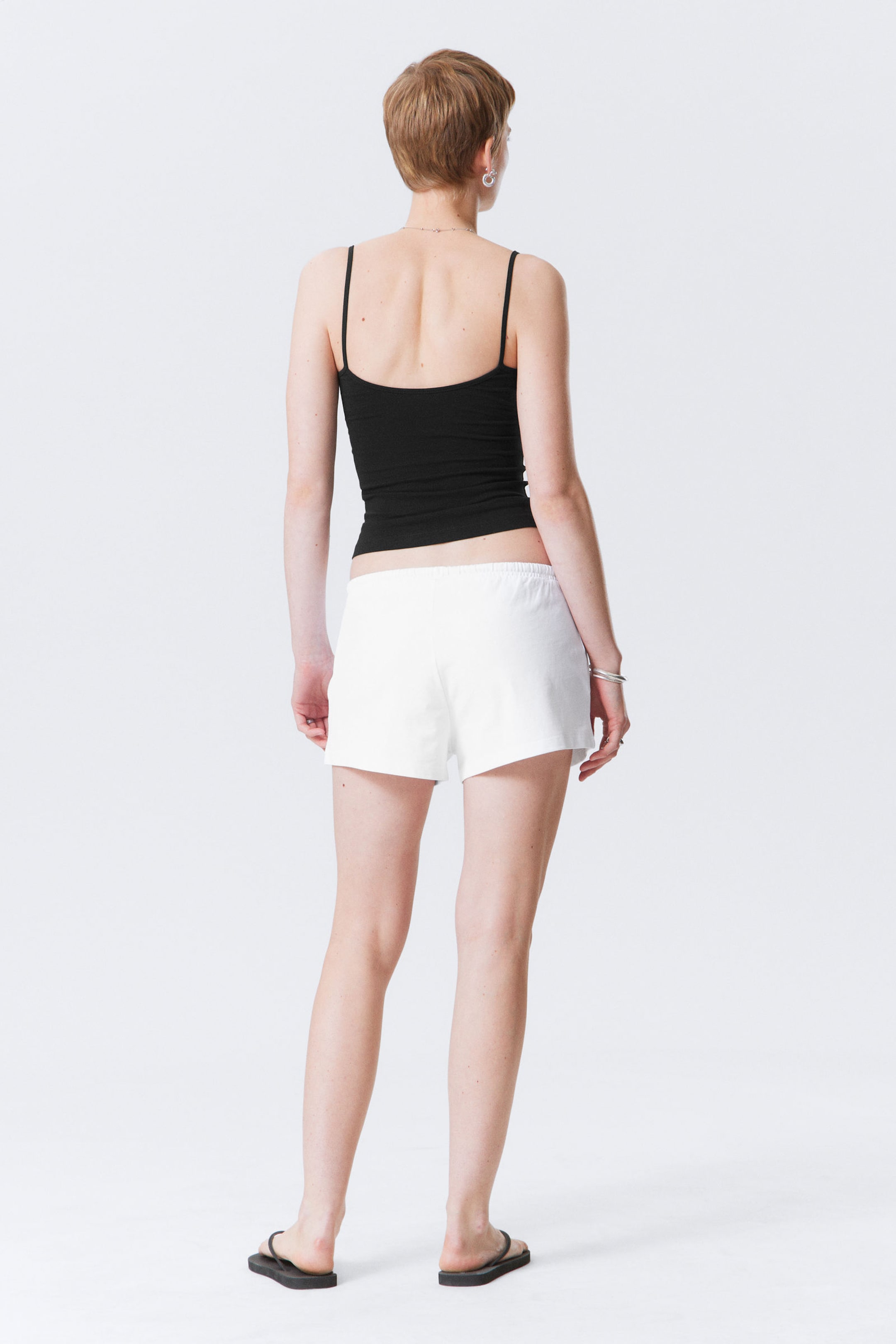 White - Mid Rise Mini Jersey Shorts - 2