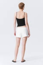 White - Mid Rise Mini Jersey Shorts - 2