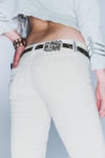 Creased White - Booty Bei Low Waist Skinny Bootcut Jeans - 2