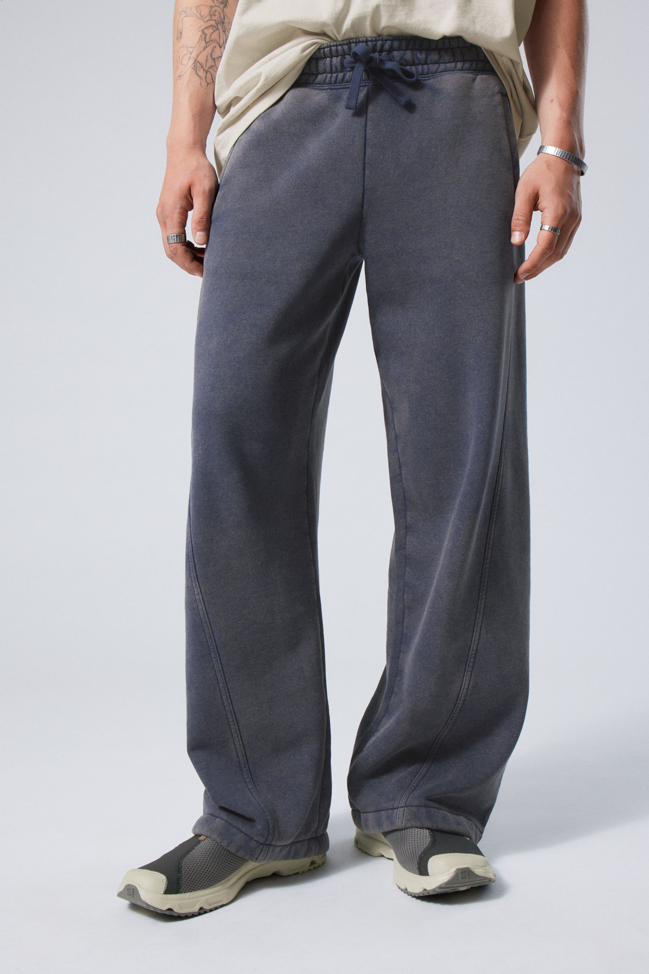 Washed Dark Blue - Astro Warped Sweatpants - 1