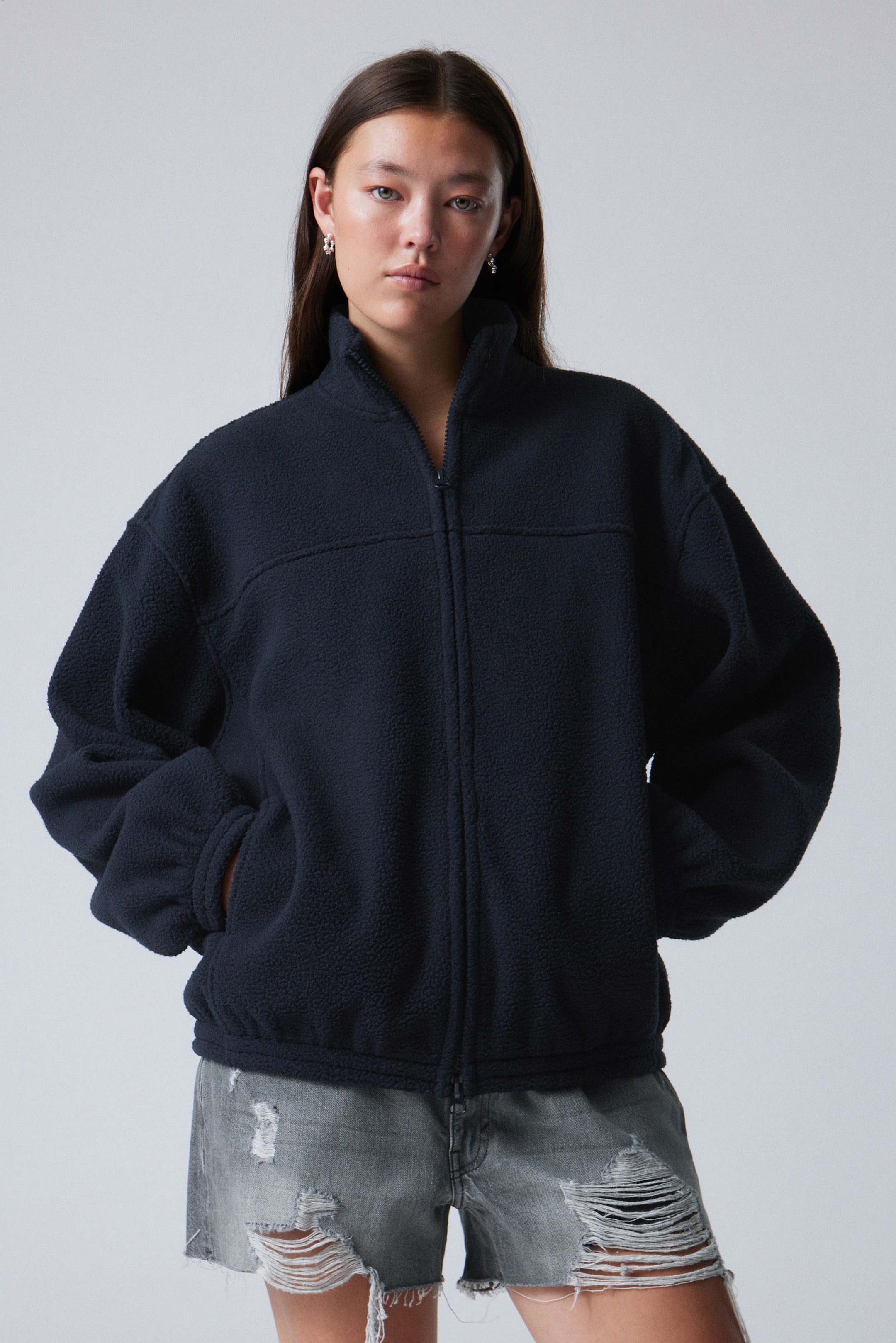 Navy Blue - Fleece Zip Jacket - 1