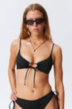 Zwart - Triangelbikinitop met ruches - 0