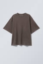 Washed Dark Brown - Oversized kraftig t-shirt - 1