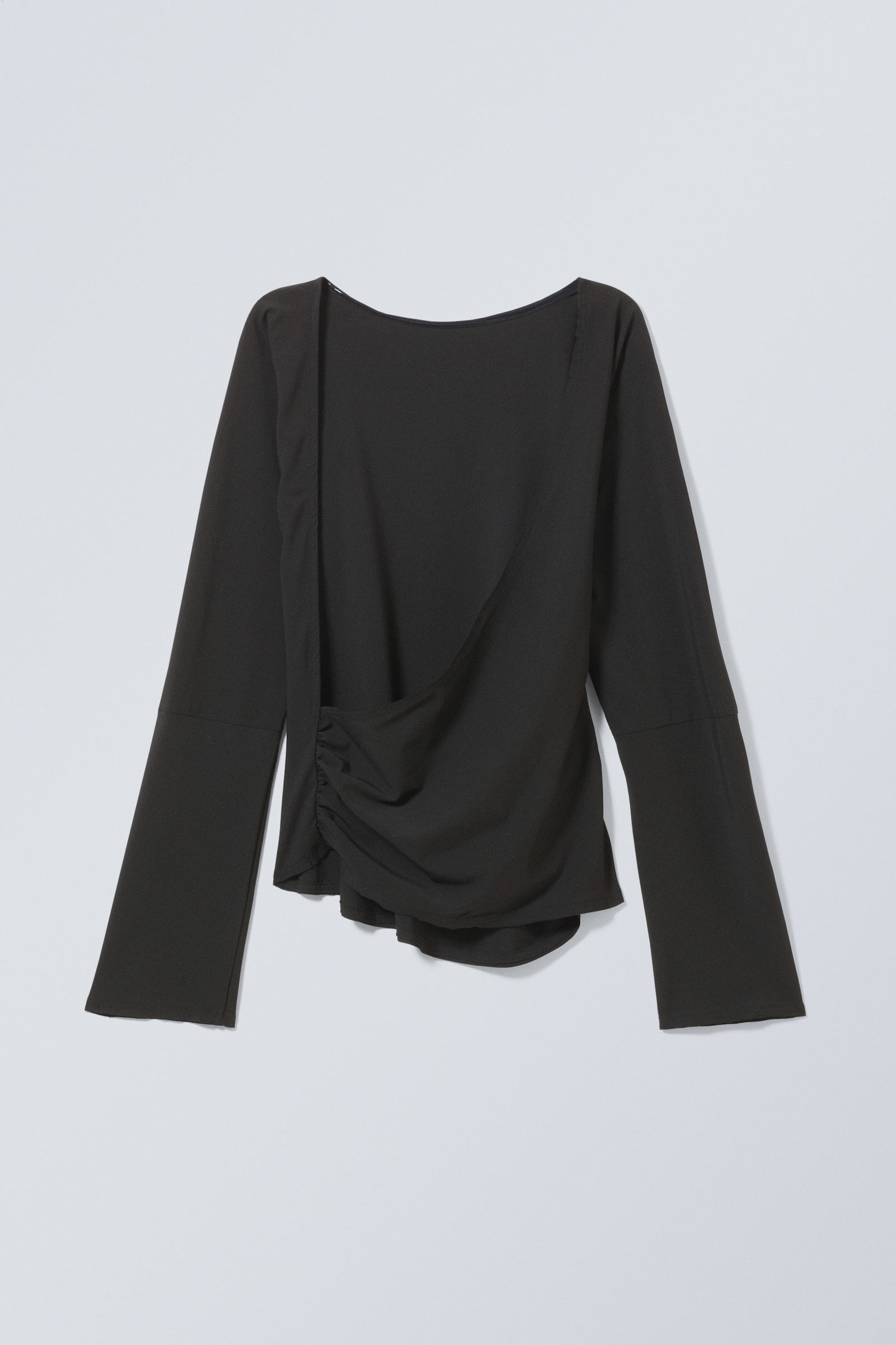 Black - Derya Asymmetric Longsleeve Top - 1