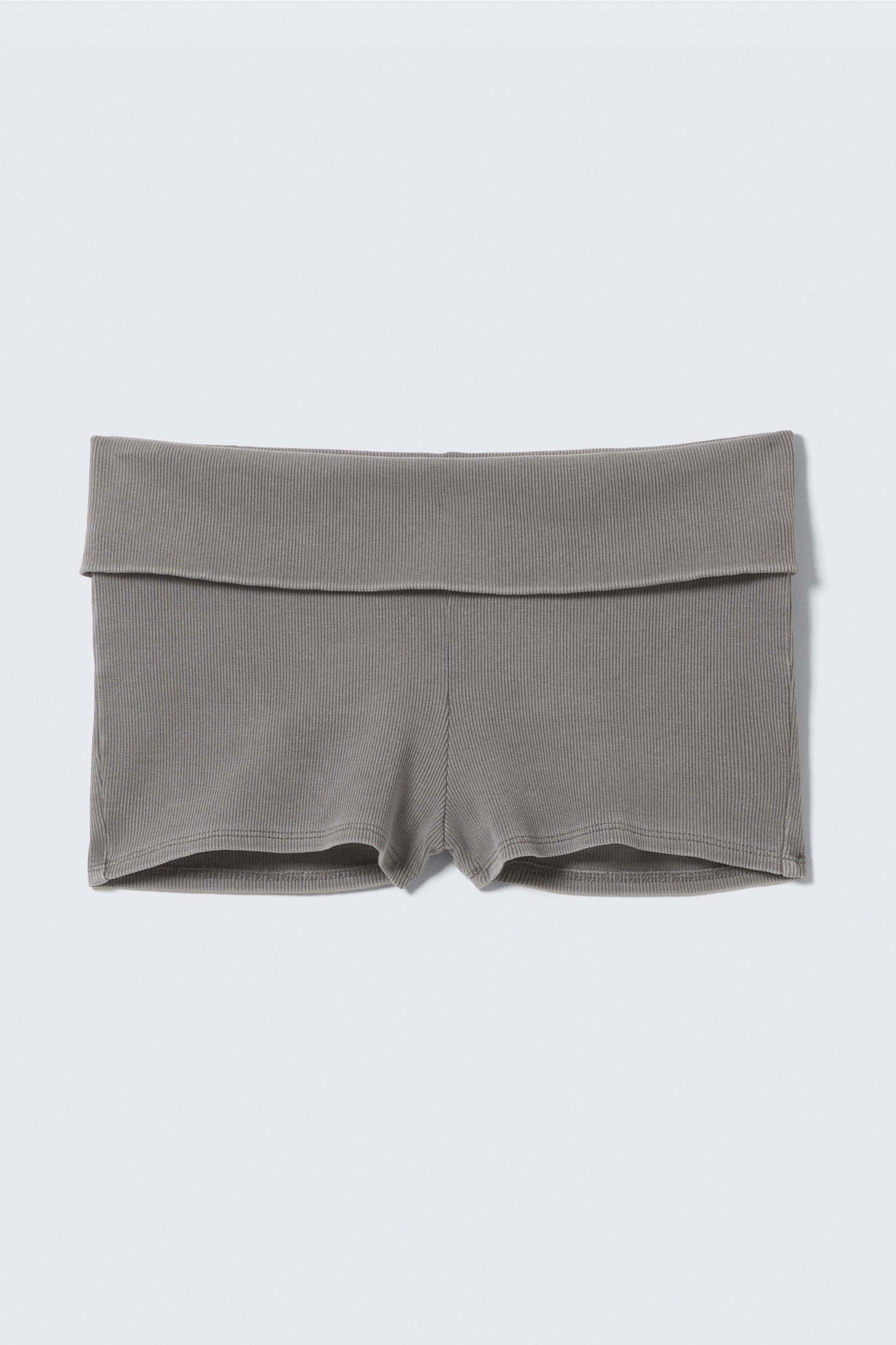 #444240 - Gerippte Baumwoll-Hotpants mit umgeschlagenem Bund - 1