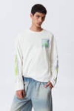 White - Surf Paint - Great Boxy Graphic Long Sleeve T-shirt - 0