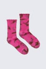 Hot Pink Tie-Dye - Tie-Dye Frilled Crew Socks - 0