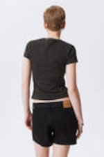 Black & Dark Mole Stripes - Slim Short-Sleeved Cotton T-shirt - 2