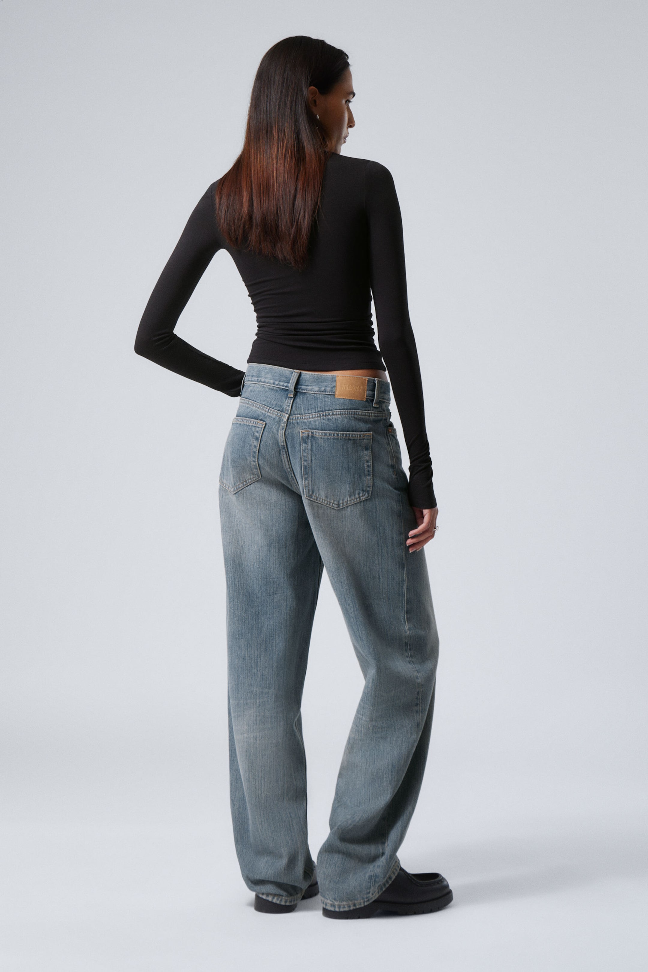 Trove Blue - Mittelblau - Rail Mid Waist Loose Wide Leg Jeans - 4