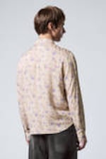 Light Dusty Beige - Floral - Regular Long Sleeve Shirt - 3