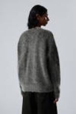 Dark Grey - Oversized Knitted Mohair Blend Sweater - 3