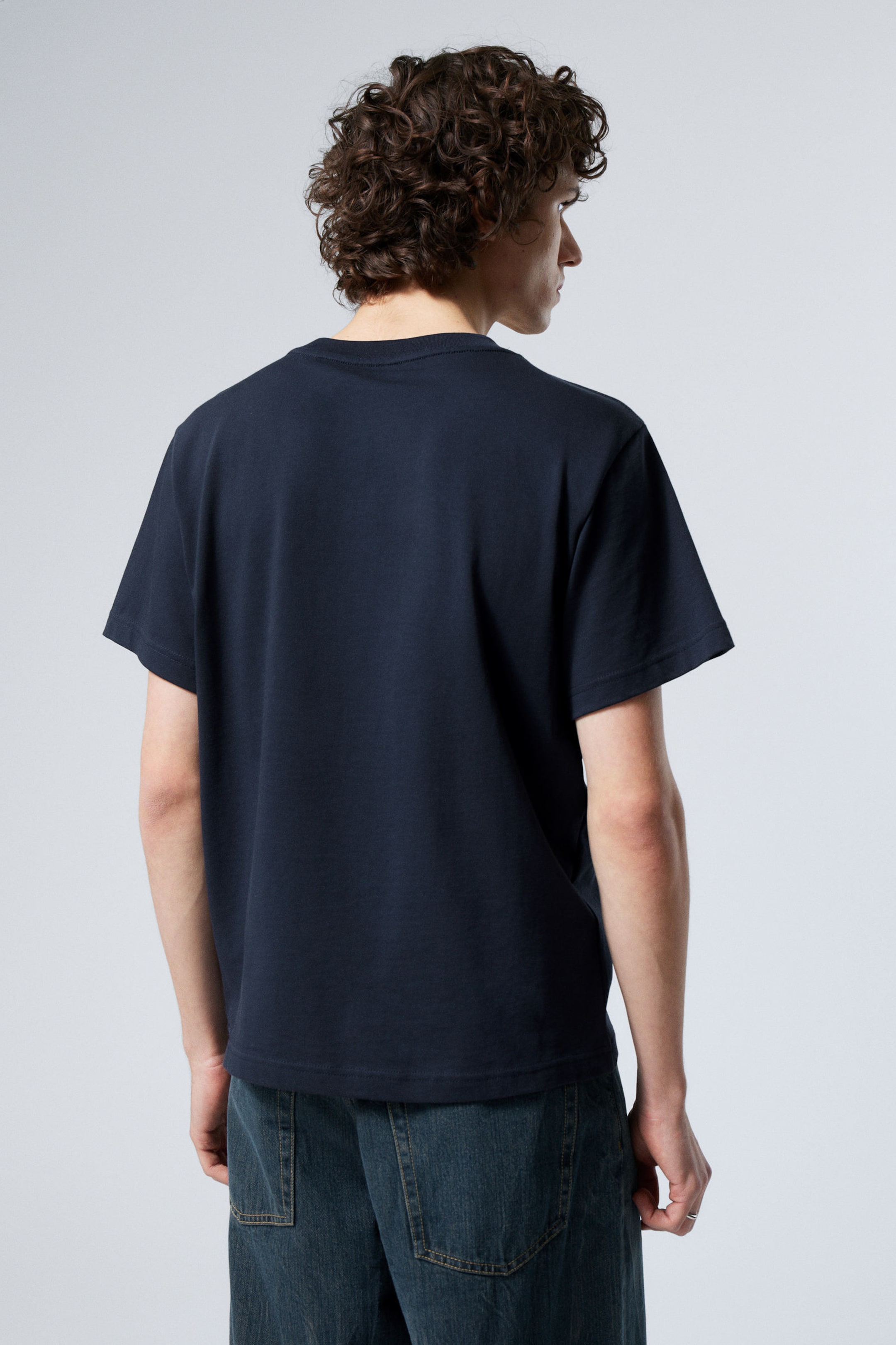 Dark Blue - Short Boxy Heavyweight T-shirt - 3