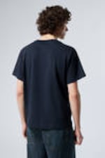 Dark Blue - Short Boxy Heavyweight T-shirt - 3