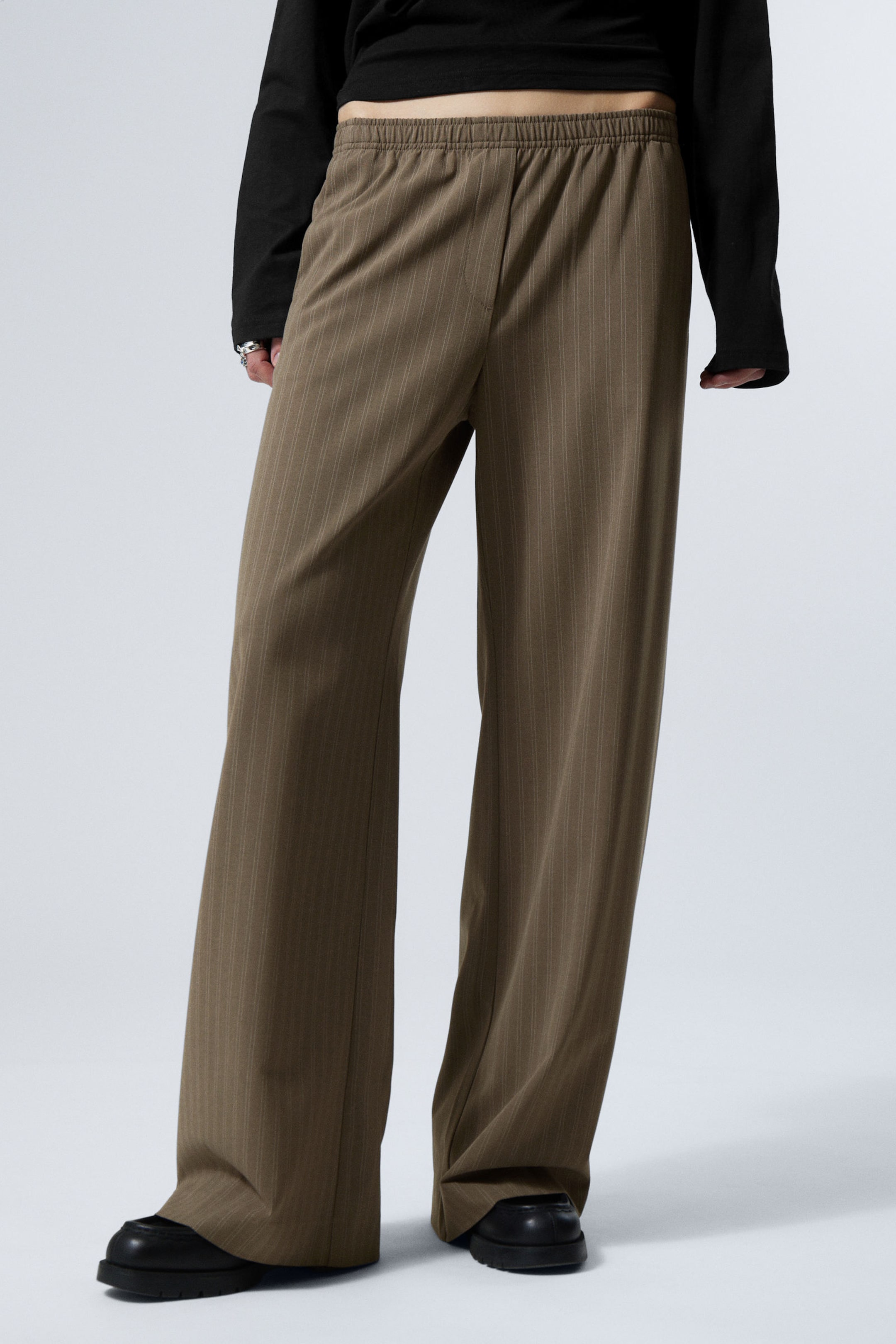 #5D5550 - Wide Pull On Suiting Trousers - 2