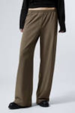 Dark Mole - Stripe - Wide Pull On Suiting Trousers - 1