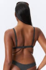 Dark Grey - Ribbed V-neck Bikini Top - 3