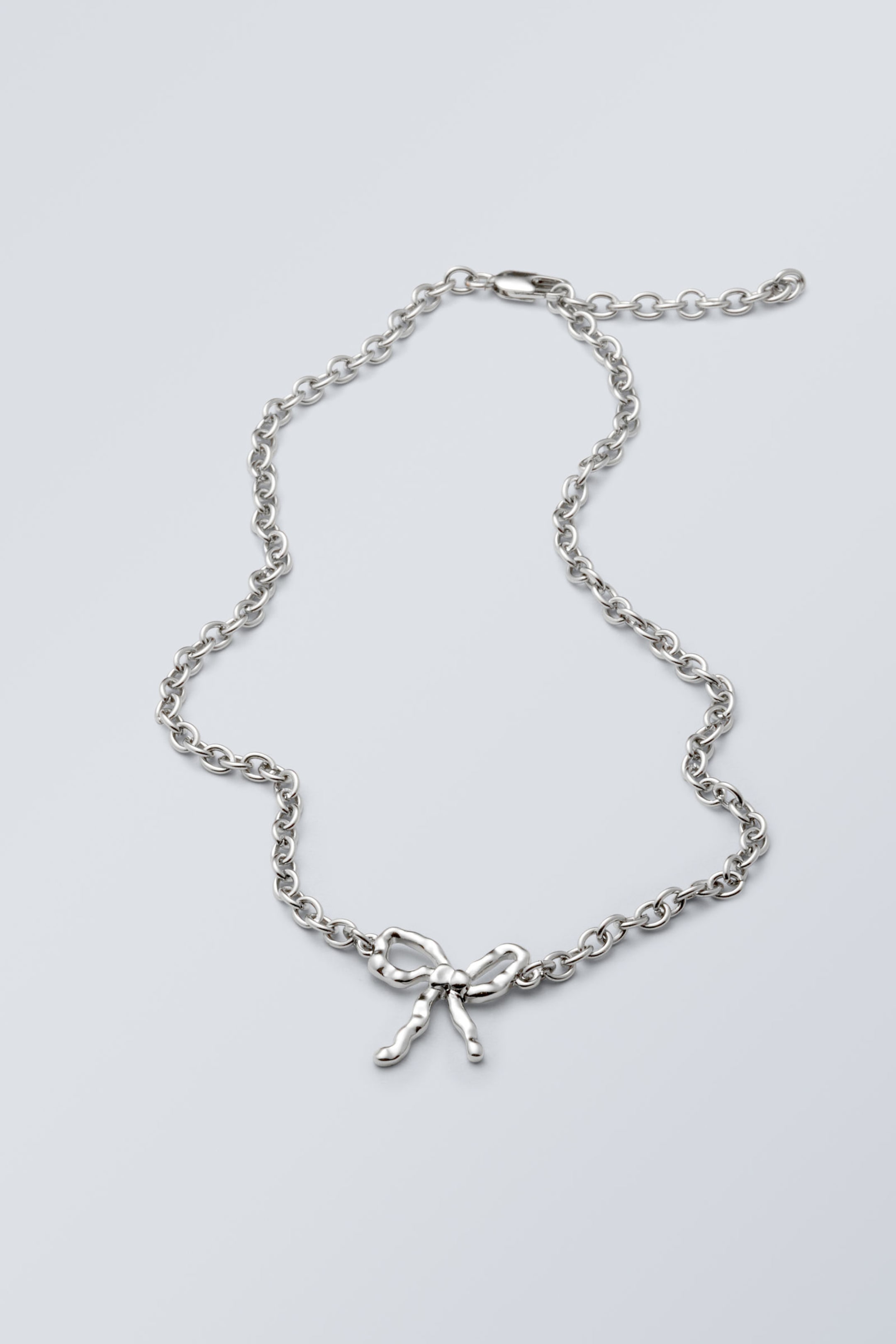 Silver - Bow Necklace - 0