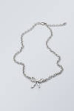 Silver - Bow Necklace - 0