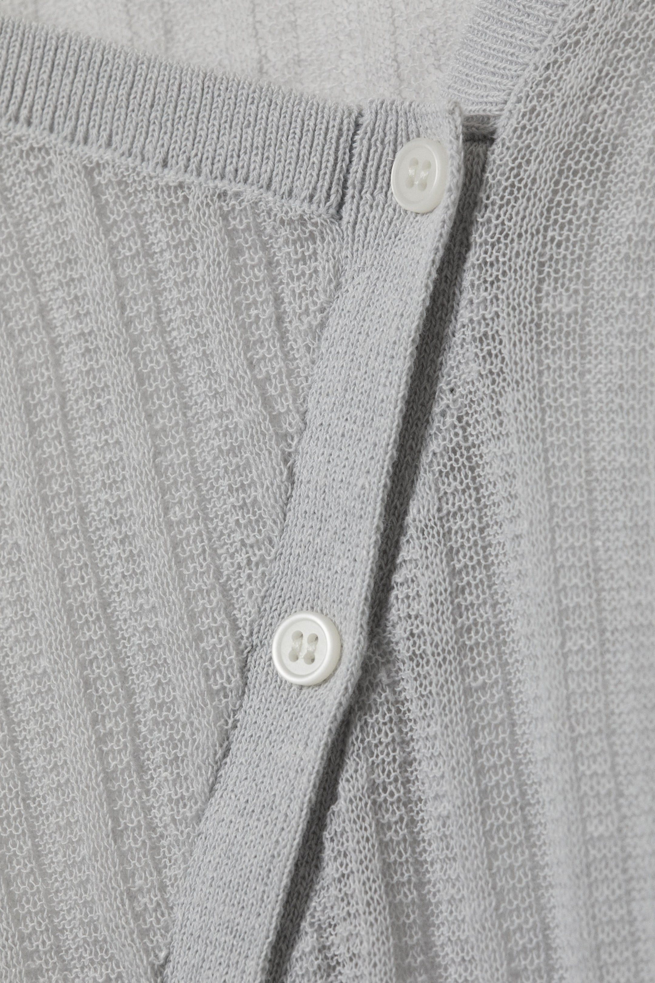 #BABBBD - Asymmetric Linen Blend Cardigan - 2