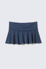 Dark Blue - Flared Mid-Rise Mini Skirt - 3
