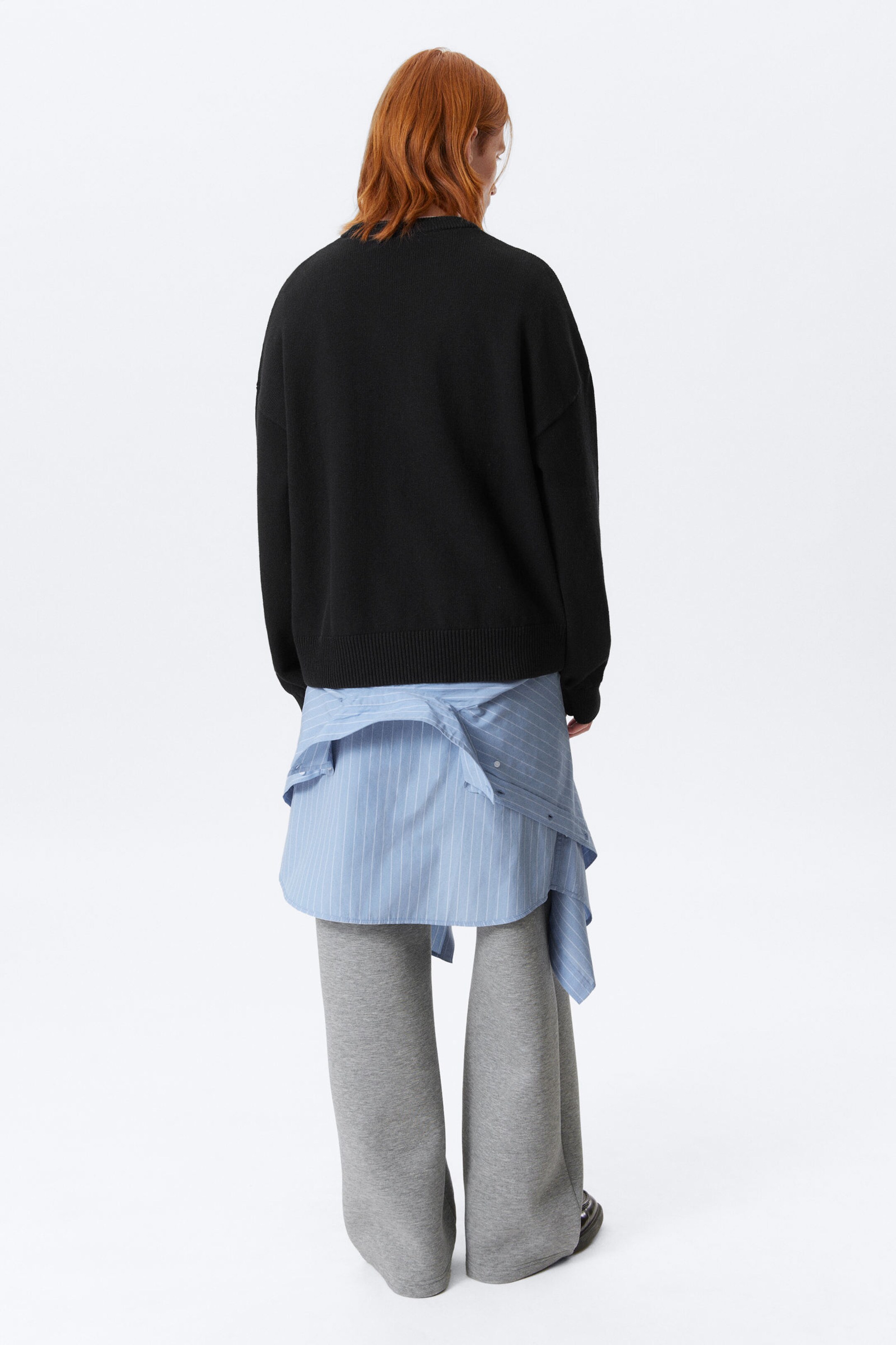 knitted oversized boxy cotton sweater - Black | Weekday WW
