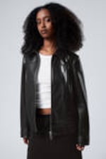 Black - Regular Fit Faux Leather Jacket - 1