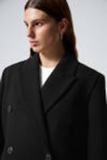 Black - Oversized Double-Breasted Wool-Blend Coat - 1