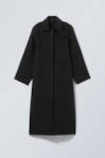 Black - Long Oversized Wool-Blend Coat - 3