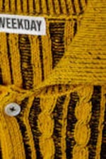 Black & Yellow - Boxy Cable-Knit Polo Sweater - 3