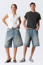 Cyan Dust - Mittelblau - Lockere Baggy-Jeansshorts Astro - 0