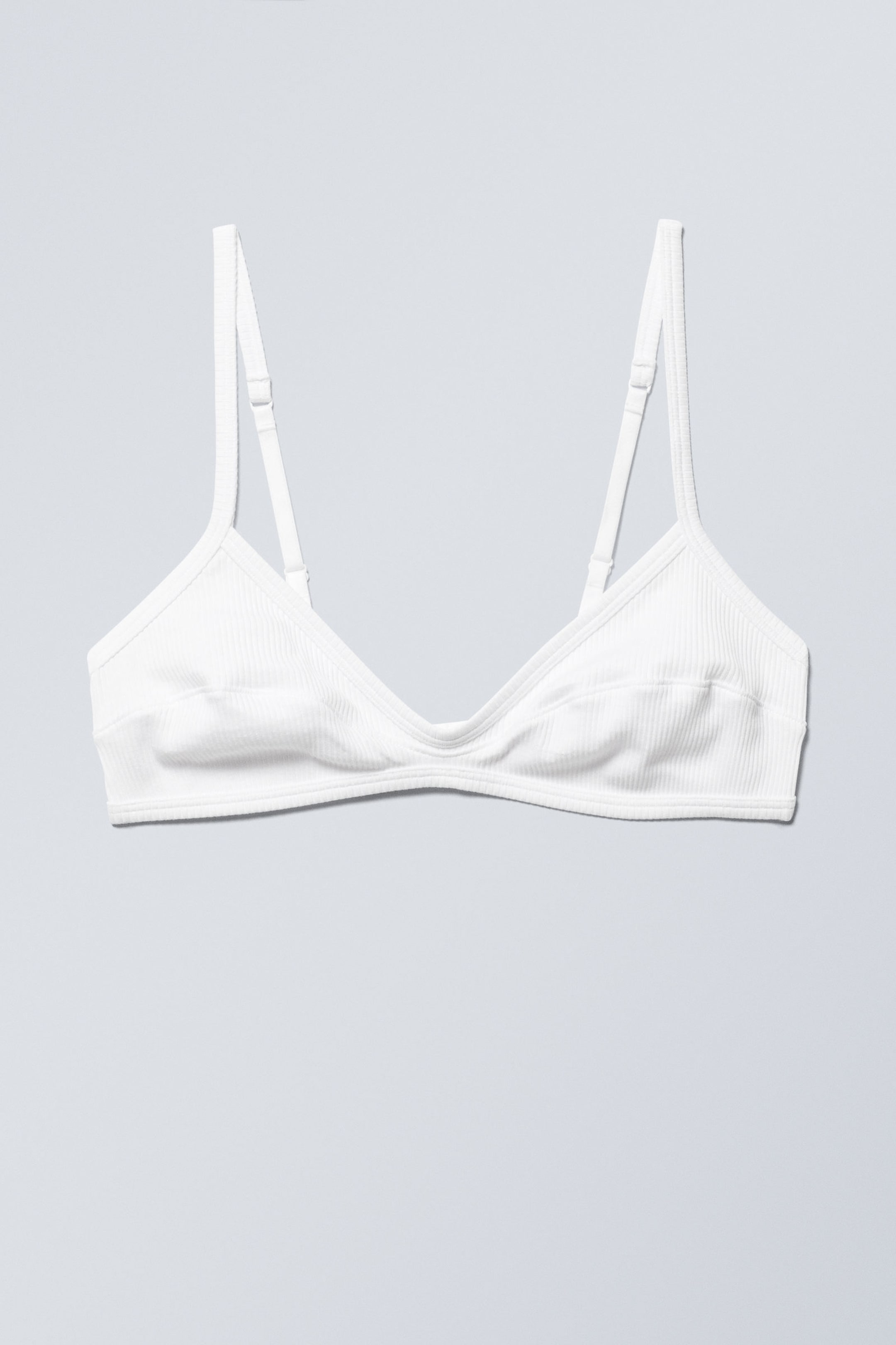 White - Rib Scoop Cotton Bra - 0