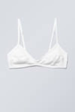 White - Rib Scoop Cotton Bra - 0