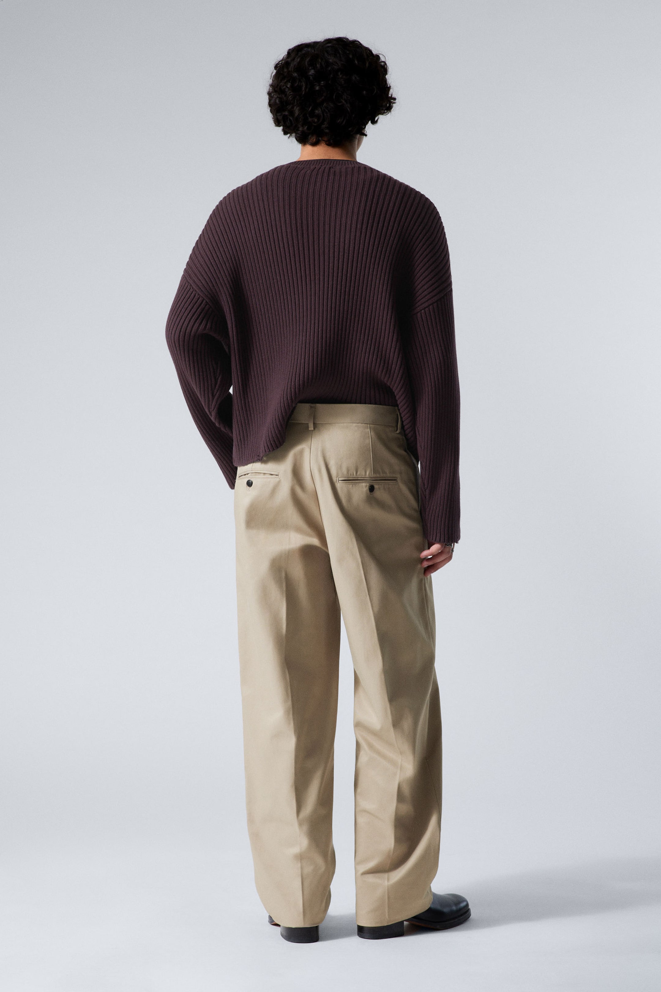 Beige - Relaxed Fit Twill Suiting Trousers - 2