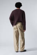 Beige - Relaxed Fit Twill Suiting Trousers - 2