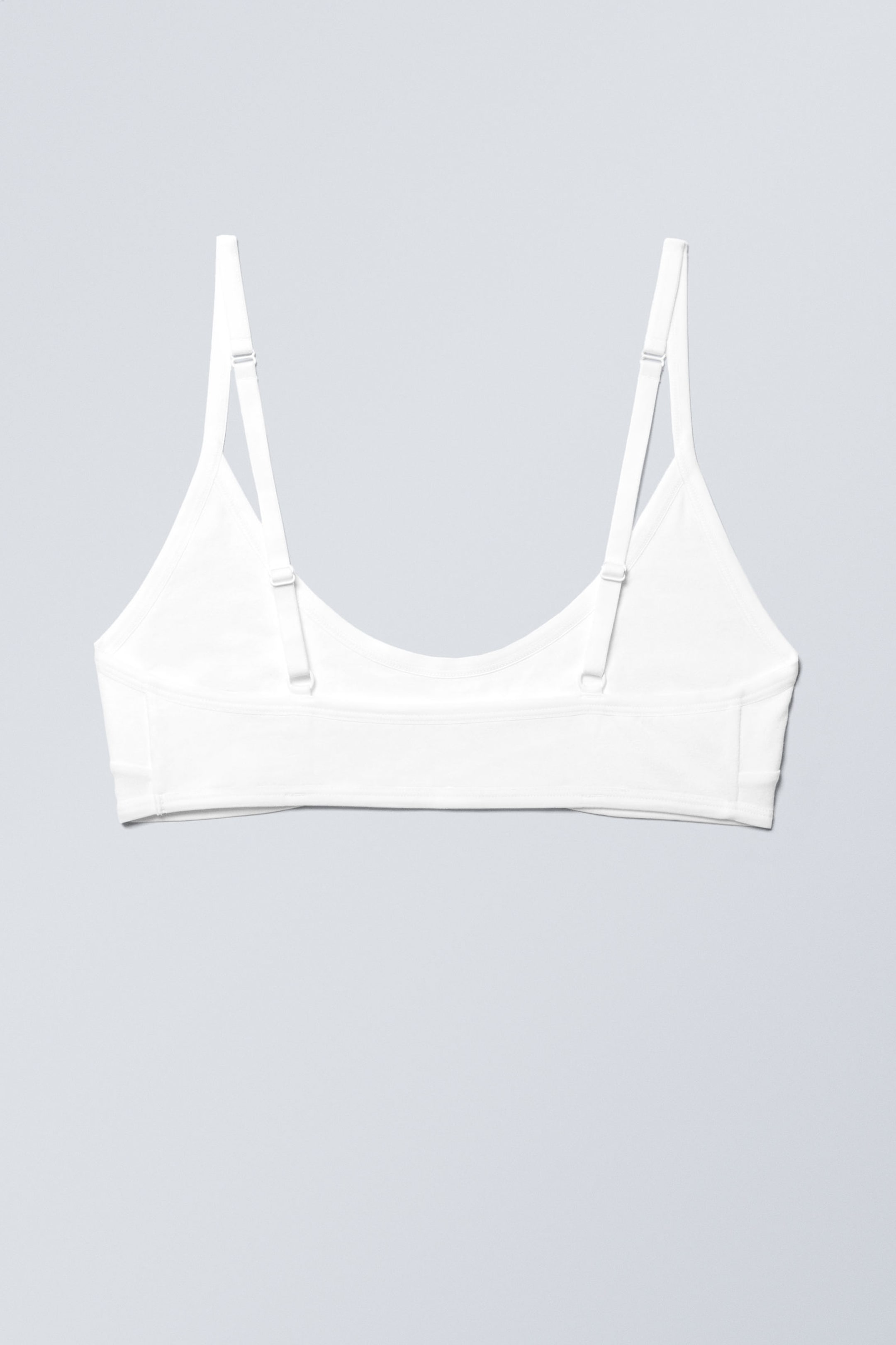 White - Inez Scooped Cotton Bralette - 1