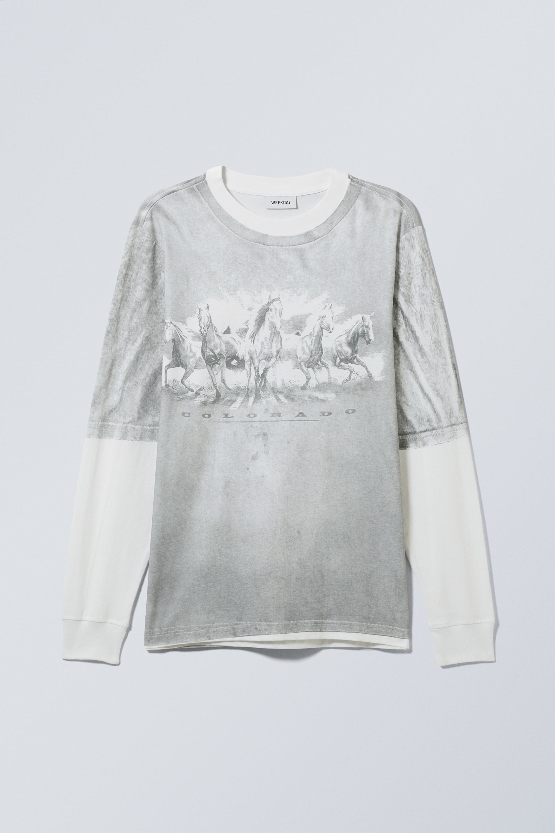 Trompe L'oeil Colorado Horses - Relaxed Graphic Long Sleeve Top - 0