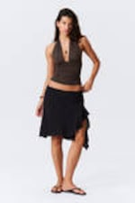 Black - Layered Midi Skirt - 0