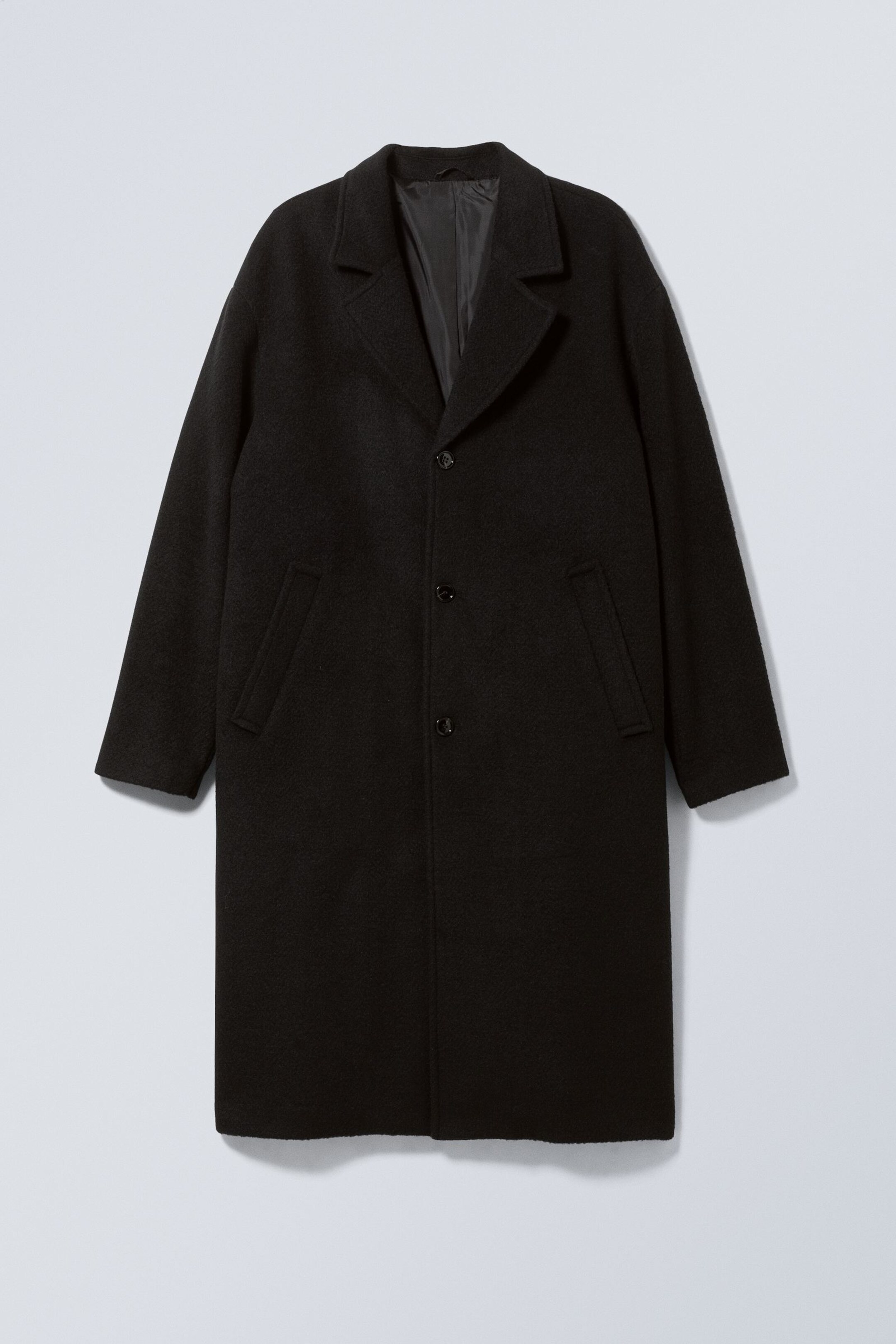 single breasted oversized wool blend coat Black Weekday GB