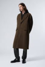 Dark Brown - Single Breasted Wool-blend Coat - 1