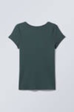 Dark Teal - Gizem Open Back T-shirt - 0