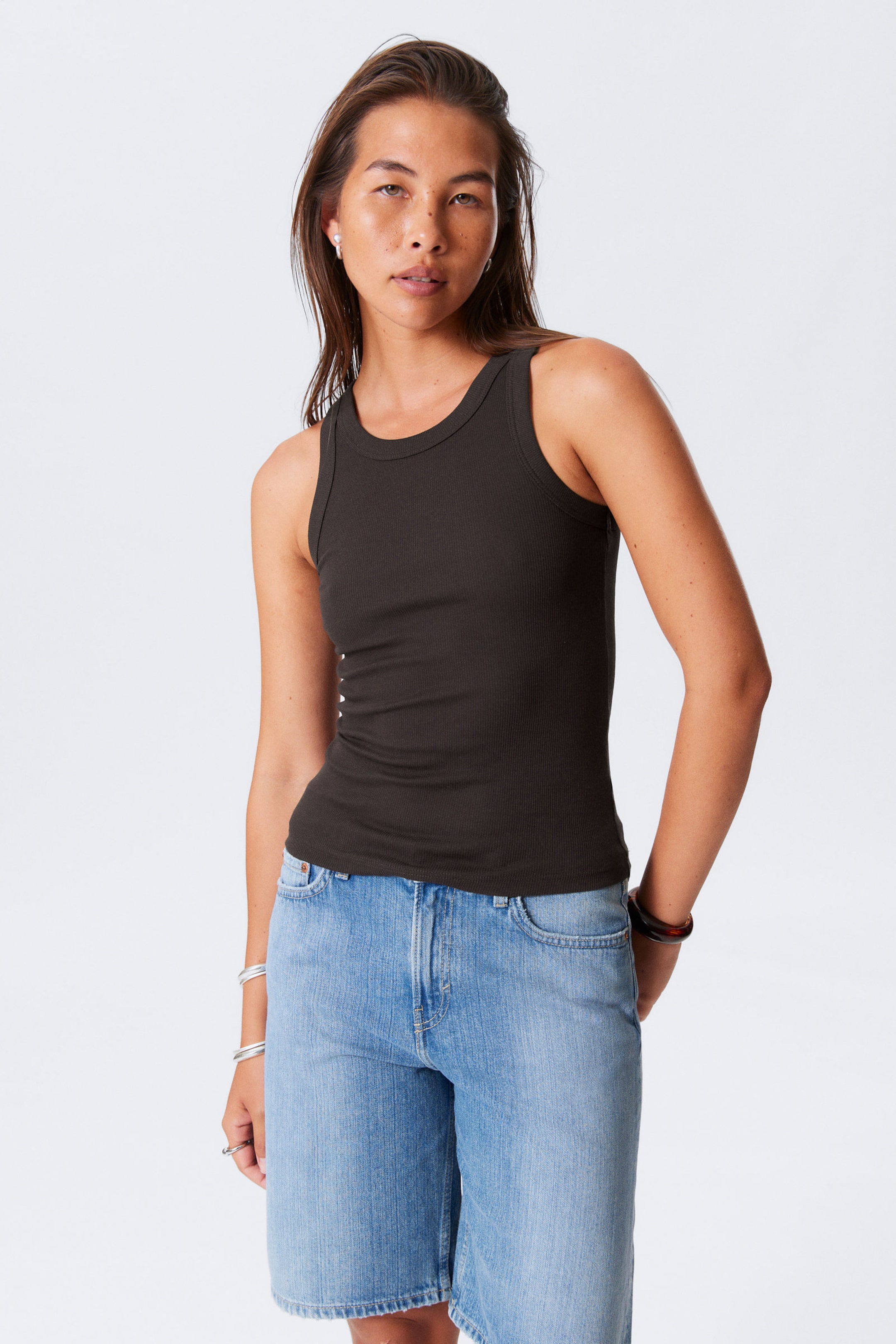 #353031 - Fitted Rib Tank Top - 1