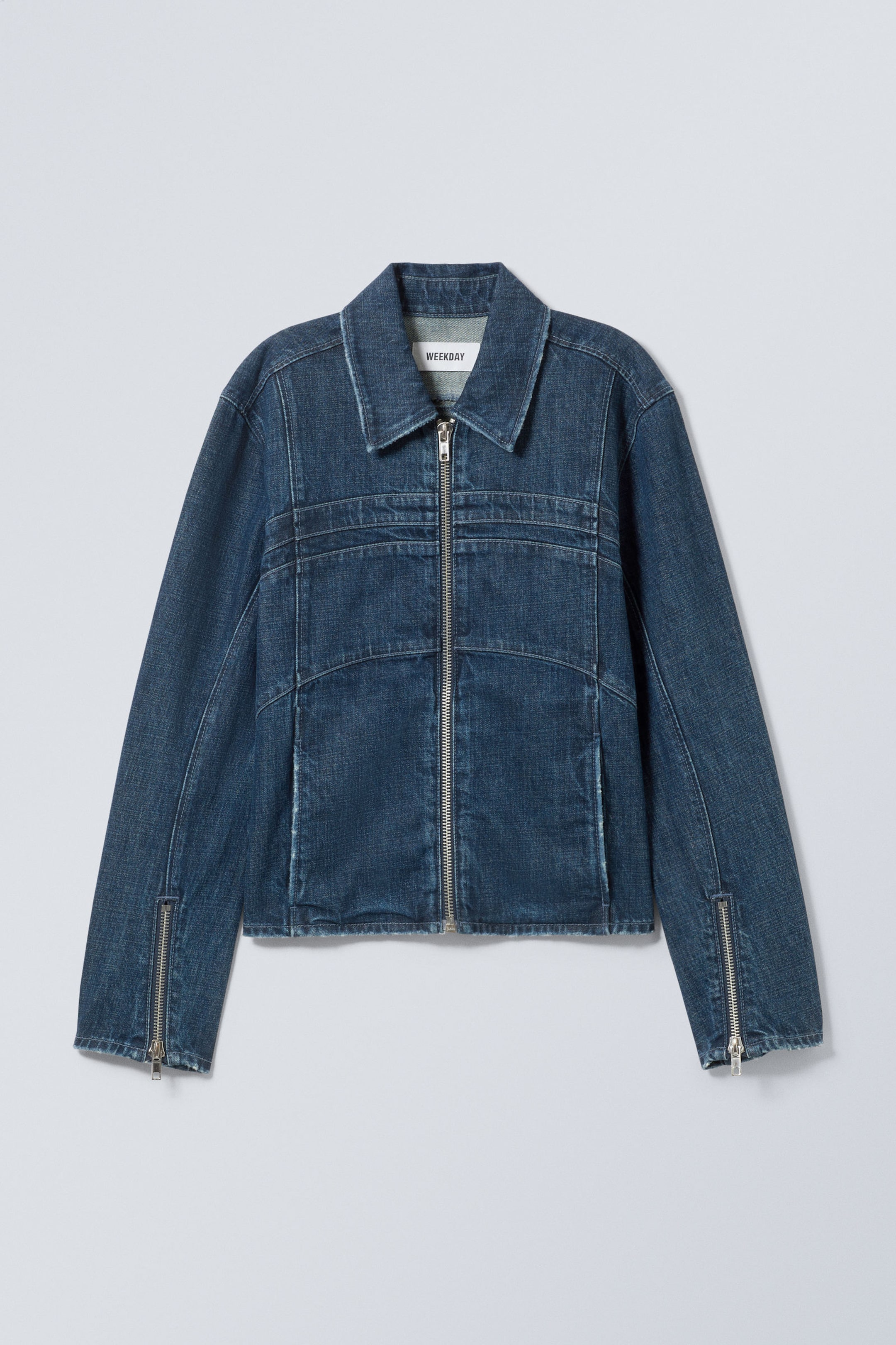 Sapphire Blue - Denim Biker Jacket - 0