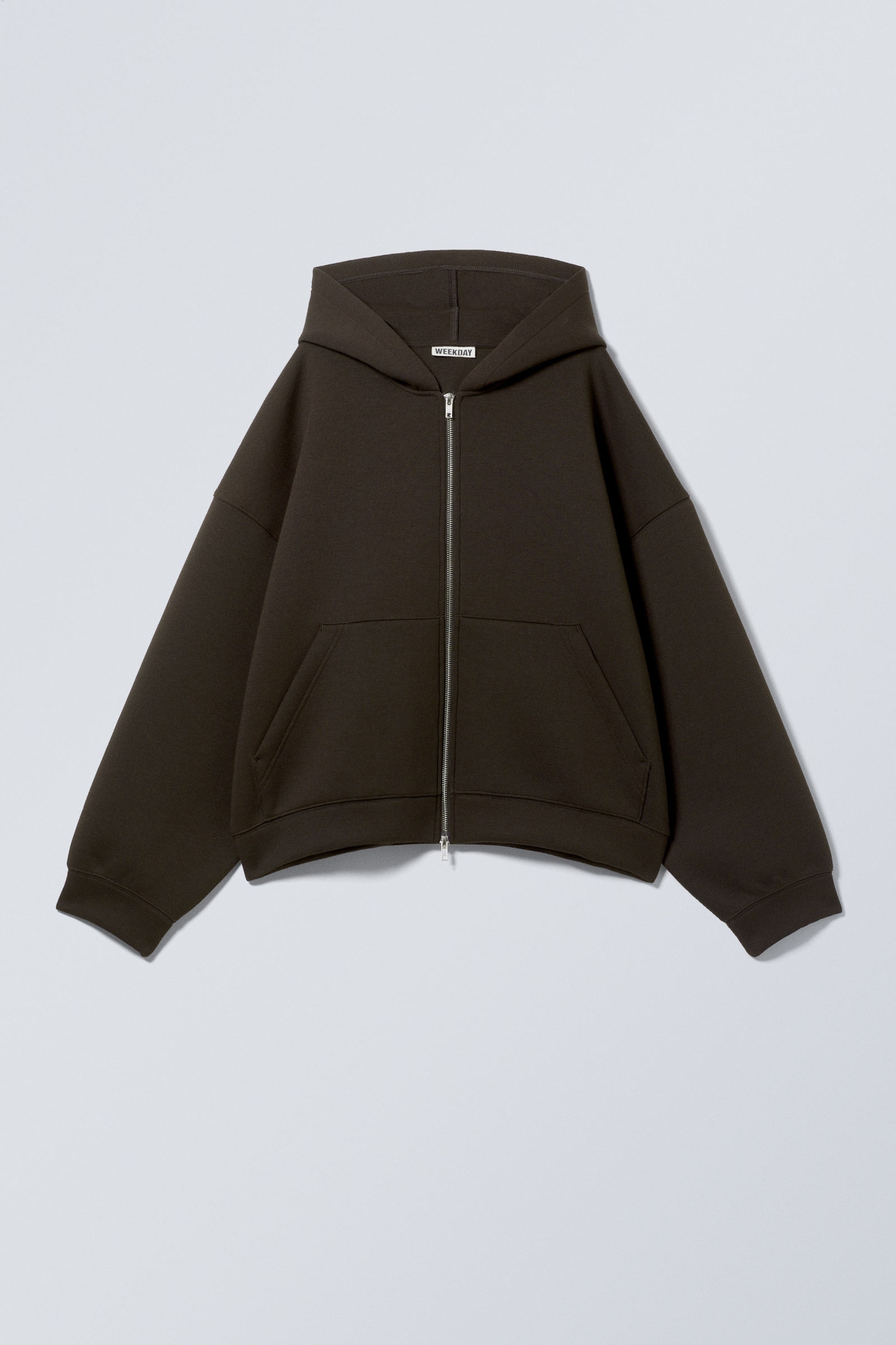 Dark Brown - Oversized Scuba Zip-Hoodie - 2